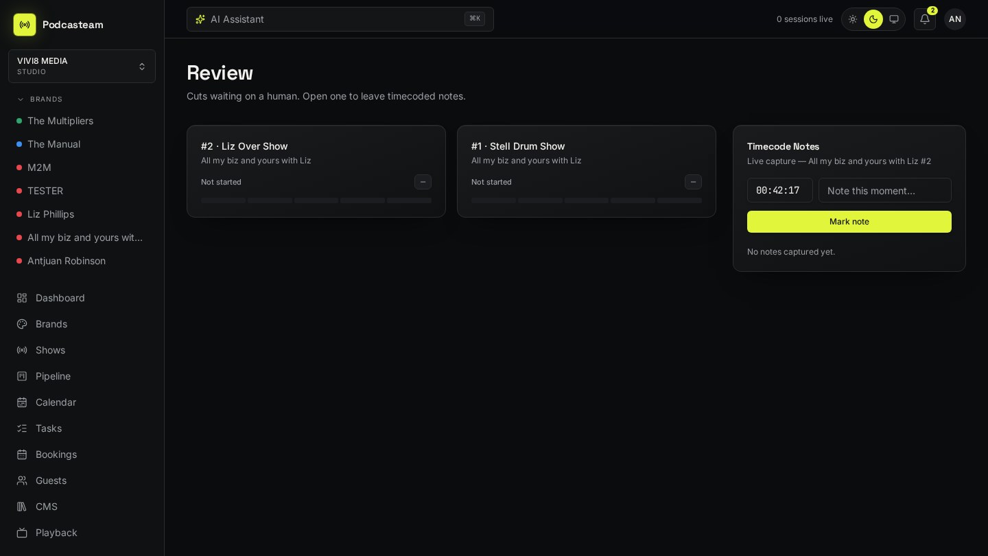 Review interface in Podcasteam
